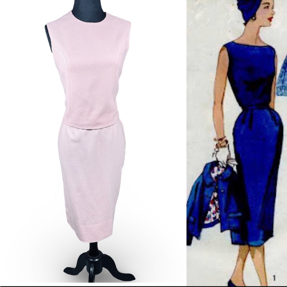 1950s Vintage Pink Wiggle Skirt Set